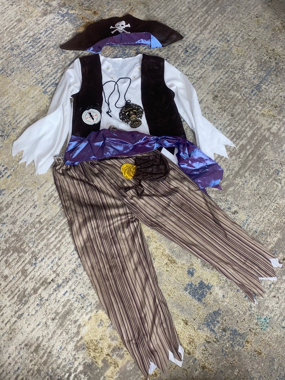 Kids Pirate Costume Set - Brown, White & Purple